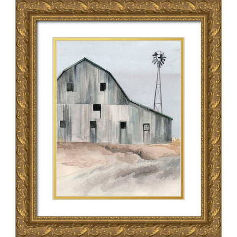 Winter Barn I Gold Ornate Wood Framed Art Print with Double Matting by Parker, Jennifer Paxton