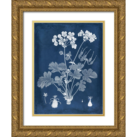 Botanical in Indigo III Gold Ornate Wood Framed Art Print with Double Matting by Vision Studio