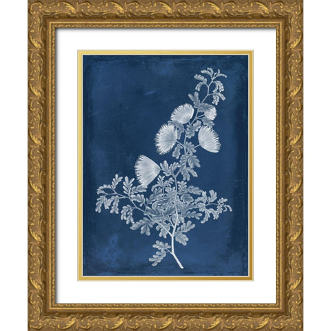 Botanical in Indigo IV Gold Ornate Wood Framed Art Print with Double Matting by Vision Studio