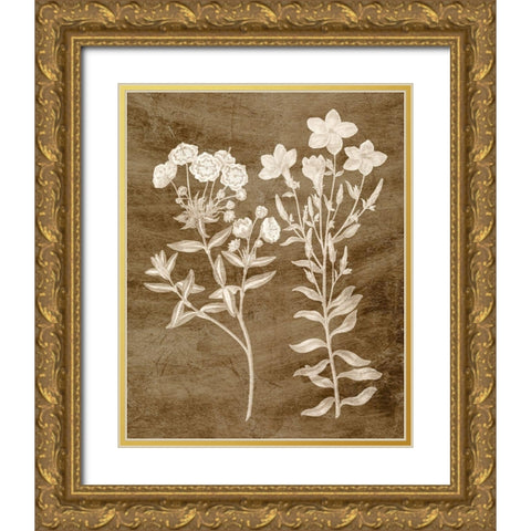 Botanical in Taupe I Gold Ornate Wood Framed Art Print with Double Matting by Vision Studio