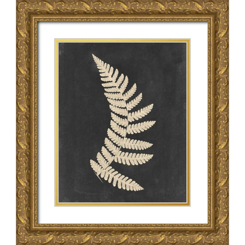 Linen Fern IV Gold Ornate Wood Framed Art Print with Double Matting by Vision Studio