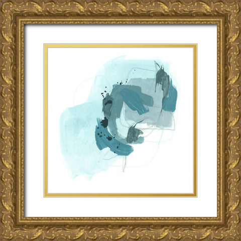 Aqua Stellar II Gold Ornate Wood Framed Art Print with Double Matting by Vess, June Erica