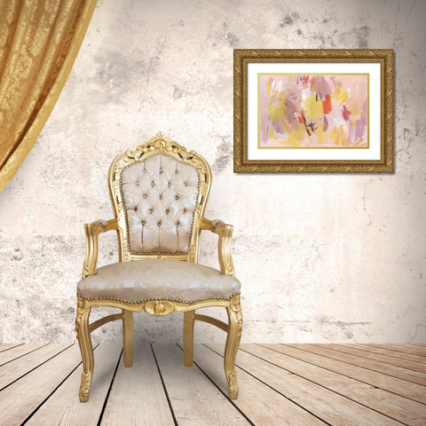 Pink Abstraction I Gold Ornate Wood Framed Art Print with Double Matting by Wang, Melissa