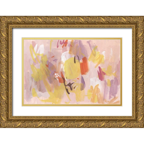 Pink Abstraction I Gold Ornate Wood Framed Art Print with Double Matting by Wang, Melissa