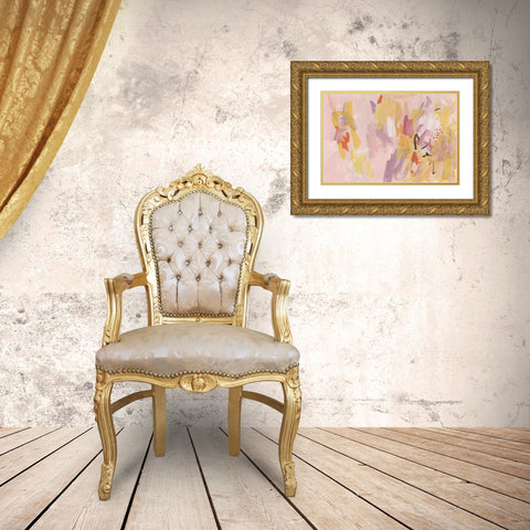 Pink Abstraction II Gold Ornate Wood Framed Art Print with Double Matting by Wang, Melissa