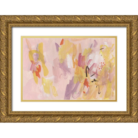 Pink Abstraction II Gold Ornate Wood Framed Art Print with Double Matting by Wang, Melissa