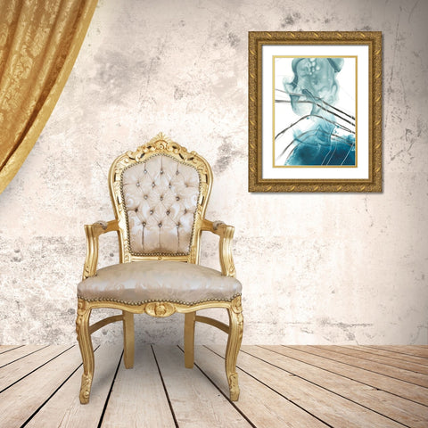 Bella Indigo I Gold Ornate Wood Framed Art Print with Double Matting by Vess, June Erica