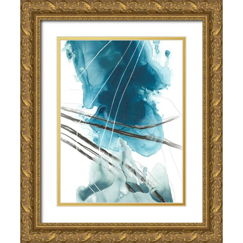 Bella Indigo II Gold Ornate Wood Framed Art Print with Double Matting by Vess, June Erica