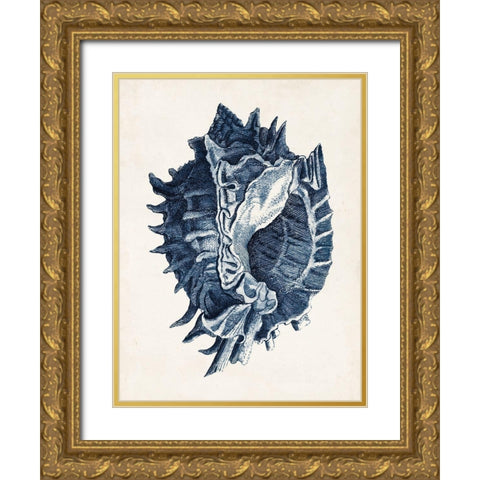 Coastal Collection in Indigo I Gold Ornate Wood Framed Art Print with Double Matting by Vision Studio