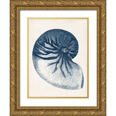 Coastal Collection in Indigo V Gold Ornate Wood Framed Art Print with Double Matting by Vision Studio