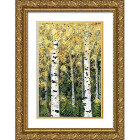Birch Treeline I Gold Ornate Wood Framed Art Print with Double Matting by Reynolds, Jade