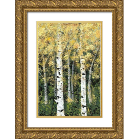 Birch Treeline II Gold Ornate Wood Framed Art Print with Double Matting by Reynolds, Jade