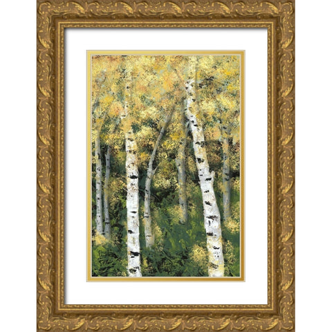 Birch Treeline III Gold Ornate Wood Framed Art Print with Double Matting by Reynolds, Jade