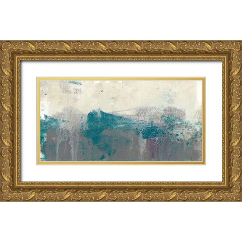 Teal Range II Gold Ornate Wood Framed Art Print with Double Matting by Goldberger, Jennifer