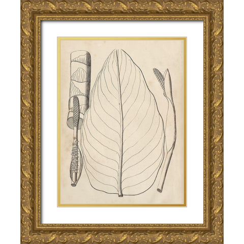 Distinctive Leaves III Gold Ornate Wood Framed Art Print with Double Matting by Vision Studio
