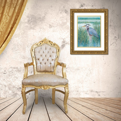 Wetland Heron II Gold Ornate Wood Framed Art Print with Double Matting by OToole, Tim