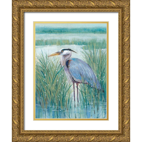 Wetland Heron II Gold Ornate Wood Framed Art Print with Double Matting by OToole, Tim