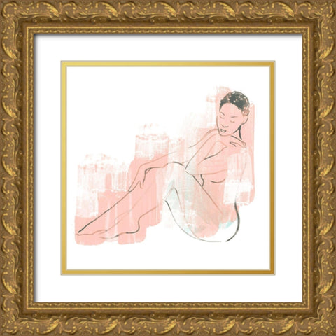 Colorblock Figure I Gold Ornate Wood Framed Art Print with Double Matting by Vess, June Erica
