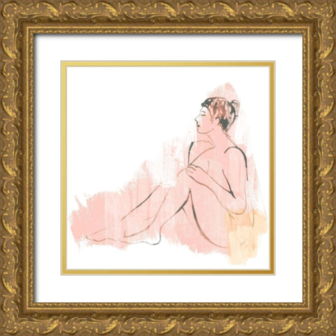 Colorblock Figure IV Gold Ornate Wood Framed Art Print with Double Matting by Vess, June Erica