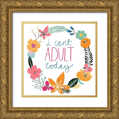 Snarky Florals V Gold Ornate Wood Framed Art Print with Double Matting by Vess, June Erica