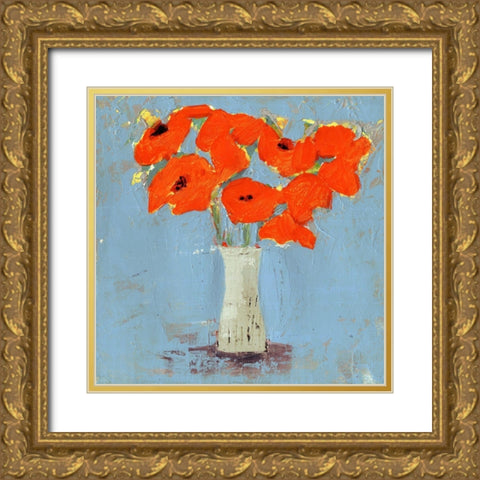 Orange Poppy Impression I Gold Ornate Wood Framed Art Print with Double Matting by Borges, Victoria