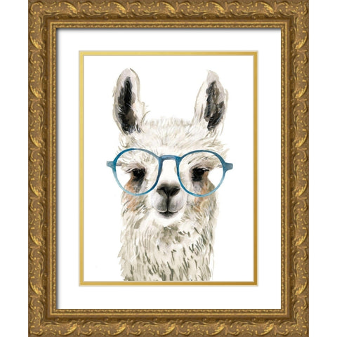 Hip Llama II Gold Ornate Wood Framed Art Print with Double Matting by Borges, Victoria