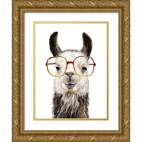 Hip Llama III Gold Ornate Wood Framed Art Print with Double Matting by Borges, Victoria