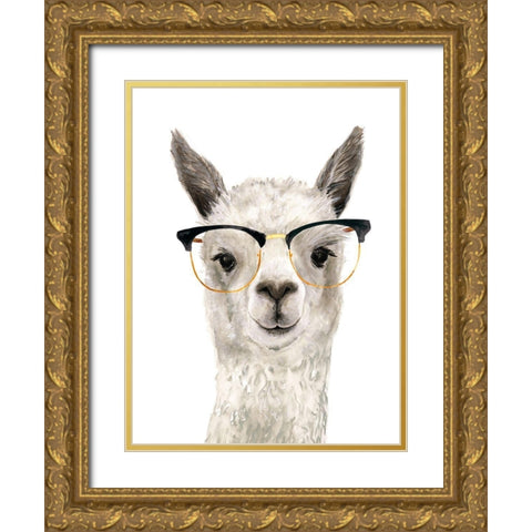Hip Llama IV Gold Ornate Wood Framed Art Print with Double Matting by Borges, Victoria