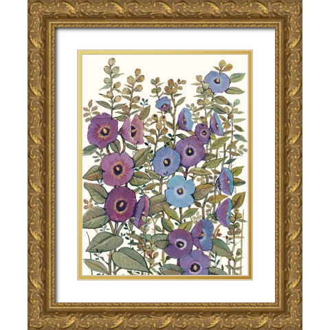 Hollyhocks in Bloom I Gold Ornate Wood Framed Art Print with Double Matting by OToole, Tim