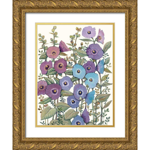 Hollyhocks in Bloom II Gold Ornate Wood Framed Art Print with Double Matting by OToole, Tim