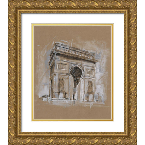 Brushwork Architecture Study I Gold Ornate Wood Framed Art Print with Double Matting by Harper, Ethan
