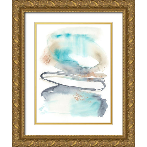 Spiral Bloom I Gold Ornate Wood Framed Art Print with Double Matting by Goldberger, Jennifer