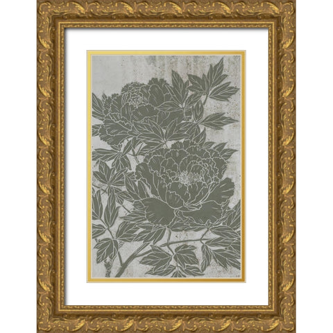 Blooming Peony I Gold Ornate Wood Framed Art Print with Double Matting by Wang, Melissa