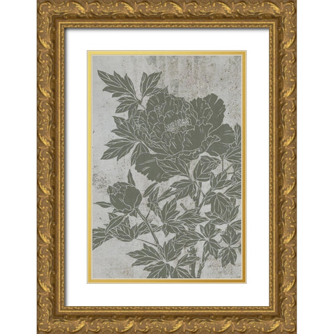 Blooming Peony II Gold Ornate Wood Framed Art Print with Double Matting by Wang, Melissa