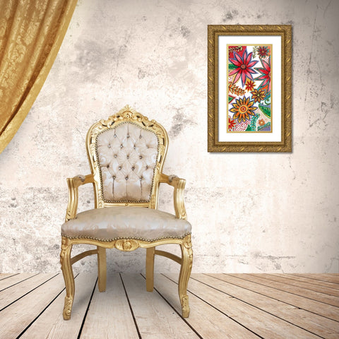 Flowering Garden Whimsy I Gold Ornate Wood Framed Art Print with Double Matting by Moore, Regina
