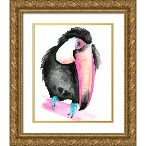 Technicolor Toucan I Gold Ornate Wood Framed Art Print with Double Matting by Parker, Jennifer Paxton