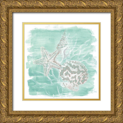 Weathered Shell Assortment II Gold Ornate Wood Framed Art Print with Double Matting by Vess, June Erica