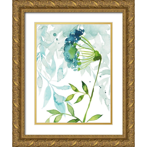Flower and Leaf Layers I Gold Ornate Wood Framed Art Print with Double Matting by Popp, Grace