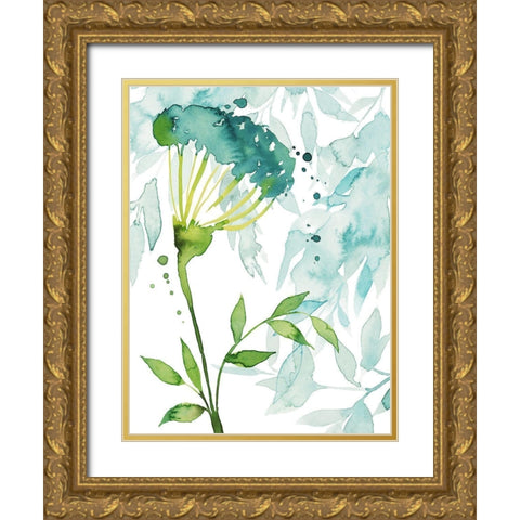 Flower and Leaf Layers II Gold Ornate Wood Framed Art Print with Double Matting by Popp, Grace