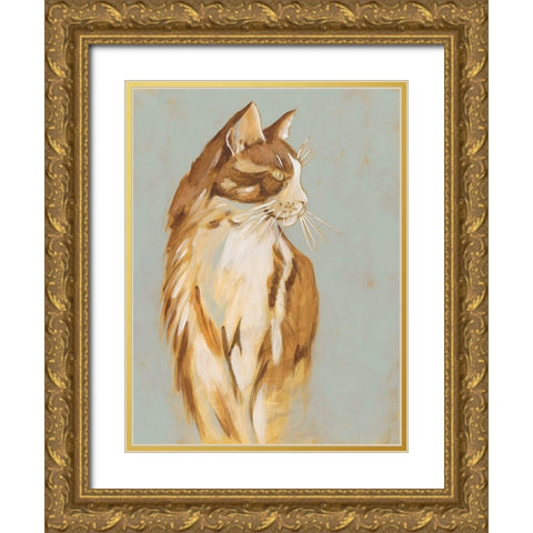 Lap Cat I Gold Ornate Wood Framed Art Print with Double Matting by Zarris, Chariklia