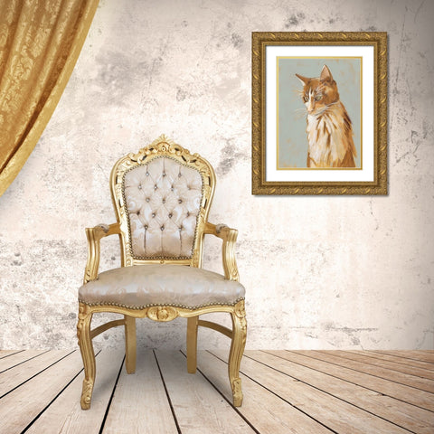 Lap Cat II Gold Ornate Wood Framed Art Print with Double Matting by Zarris, Chariklia