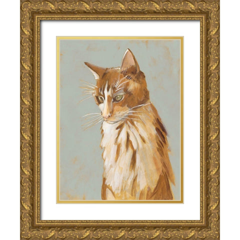 Lap Cat II Gold Ornate Wood Framed Art Print with Double Matting by Zarris, Chariklia