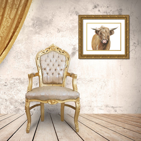 Highland Cattle I Gold Ornate Wood Framed Art Print with Double Matting by Popp, Grace