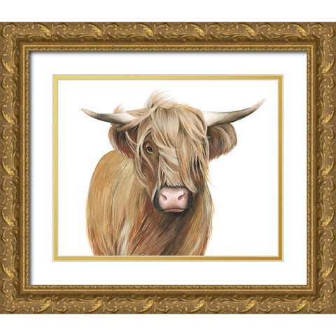 Highland Cattle I Gold Ornate Wood Framed Art Print with Double Matting by Popp, Grace