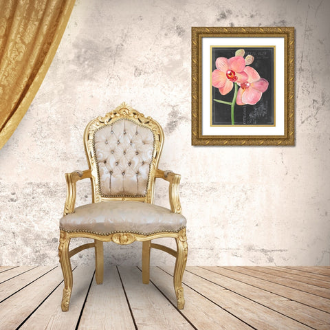 Chalkboard Flower I Gold Ornate Wood Framed Art Print with Double Matting by Parker, Jennifer Paxton