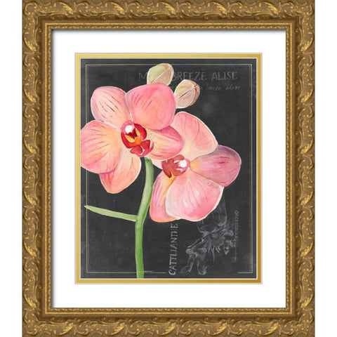 Chalkboard Flower I Gold Ornate Wood Framed Art Print with Double Matting by Parker, Jennifer Paxton