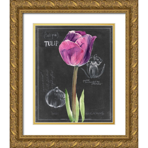 Chalkboard Flower IV Gold Ornate Wood Framed Art Print with Double Matting by Parker, Jennifer Paxton