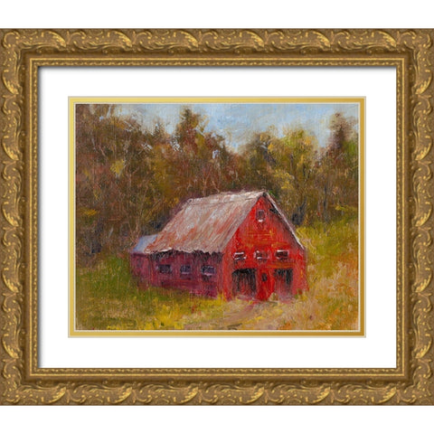 Back Road Barn II Gold Ornate Wood Framed Art Print with Double Matting by Wendling, Marilyn