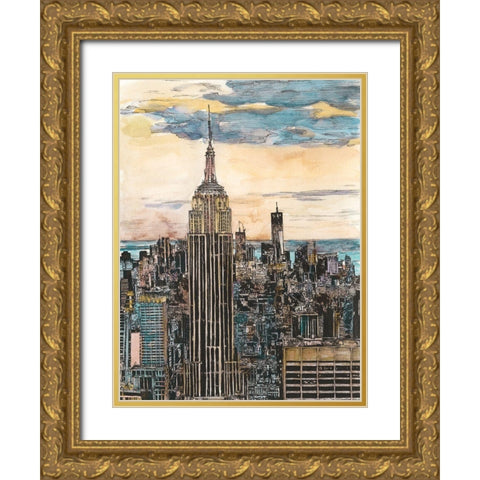 US Cityscape-NYC Gold Ornate Wood Framed Art Print with Double Matting by Wang, Melissa