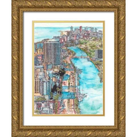 US Cityscape-Miami Gold Ornate Wood Framed Art Print with Double Matting by Wang, Melissa